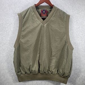 Byron Nelson Eleven Straight Men's Golf Vest Green Tan  Ribbed V Neck Lined SzXL